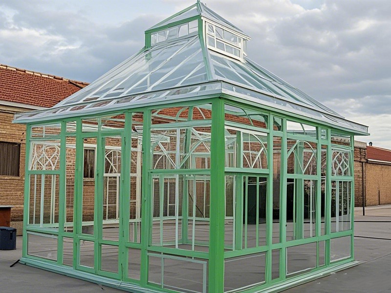 Hot Dip Galvanized Glass Garden Greenhouse For Wedding